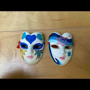 Two Painted Ceramic Theater Masks